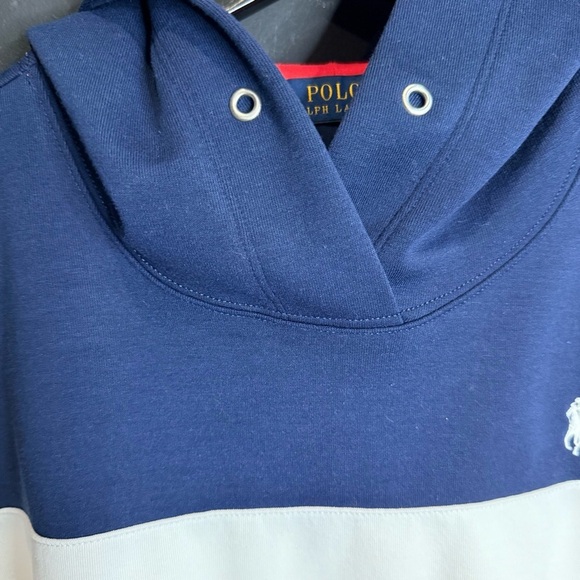 POLO RALPH LAUREN Multicolor Colorblock Spellout Pullover Hoodie Women's M - Picture 3 of 11